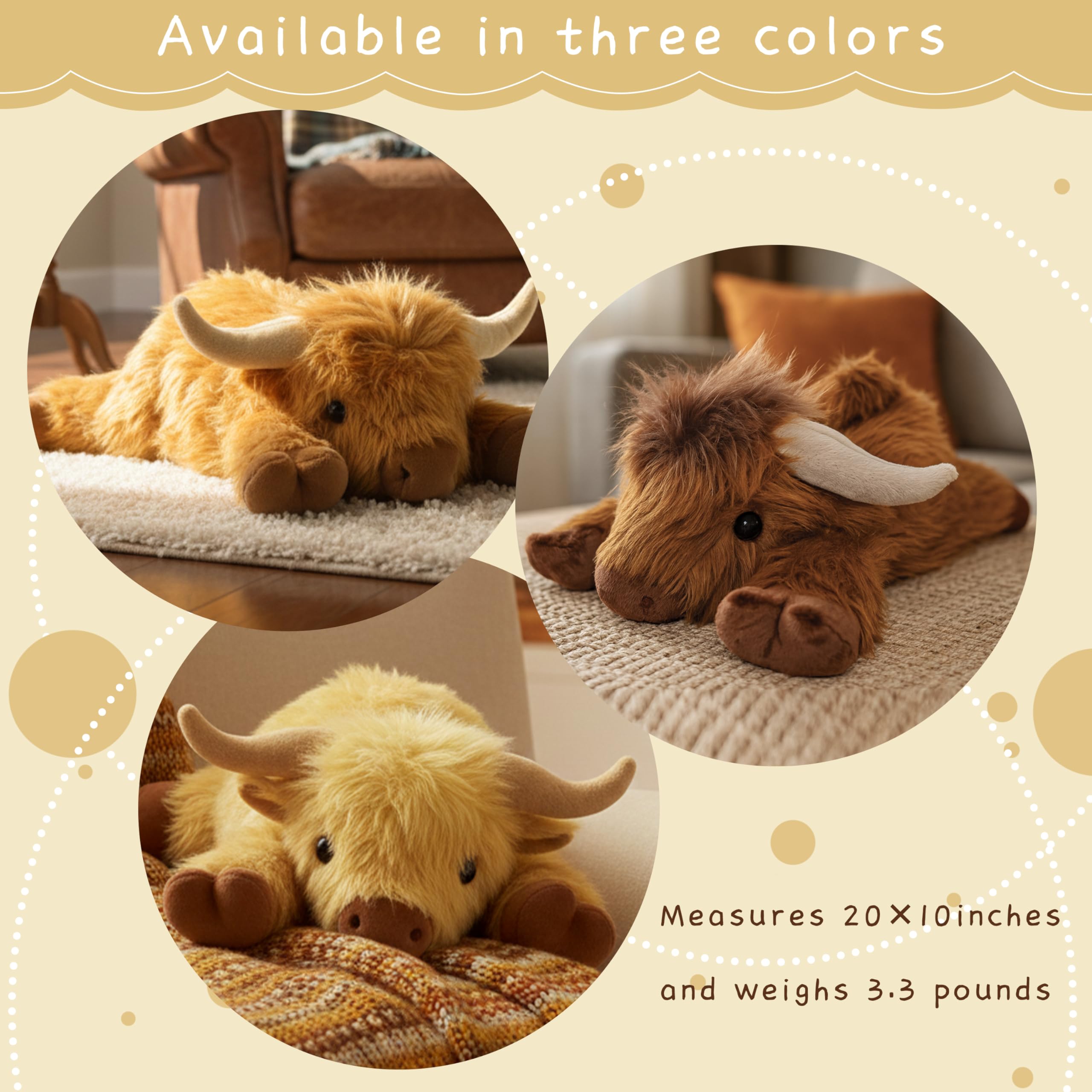 ARING PLUSH Highland Cow plush with removable heating pad for warmth