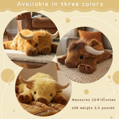 ARING PLUSH Highland Cow plush with removable heating pad for warmth