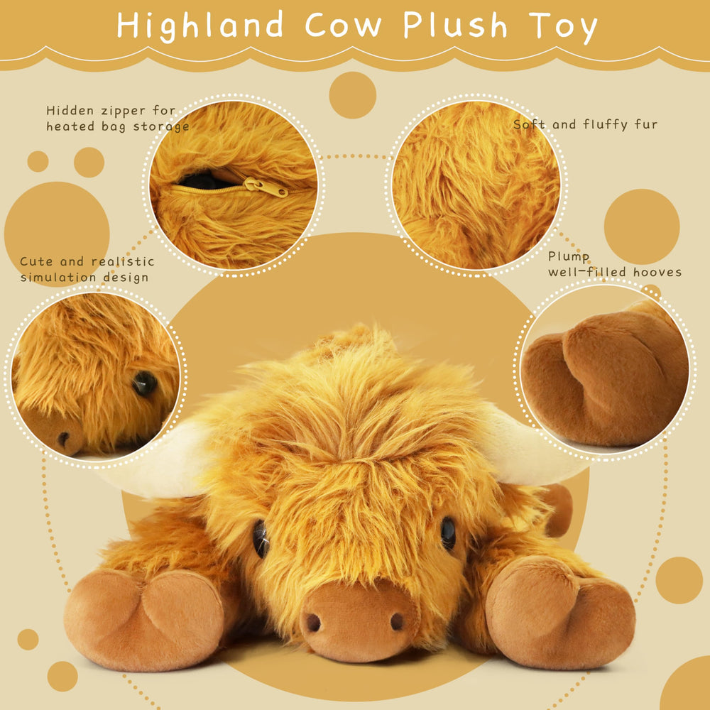 ARING PLUSH Highland Cow plush showing balanced weight distribution for hug