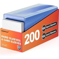 Arjiekwei front packaging showing mixed 100 hard and 100 soft sleeves for secure storage