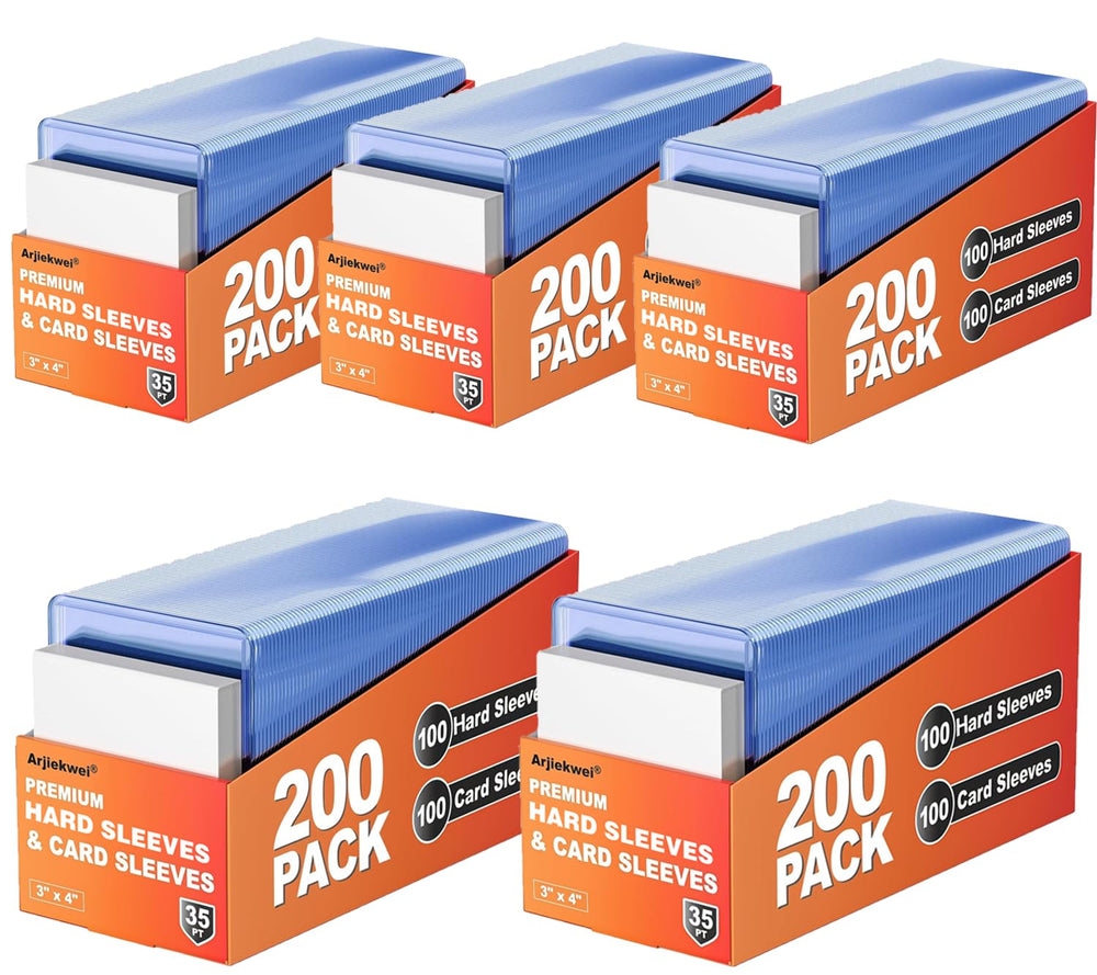 Arjiekwei hard card sleeve protectors for safe card storage and display.