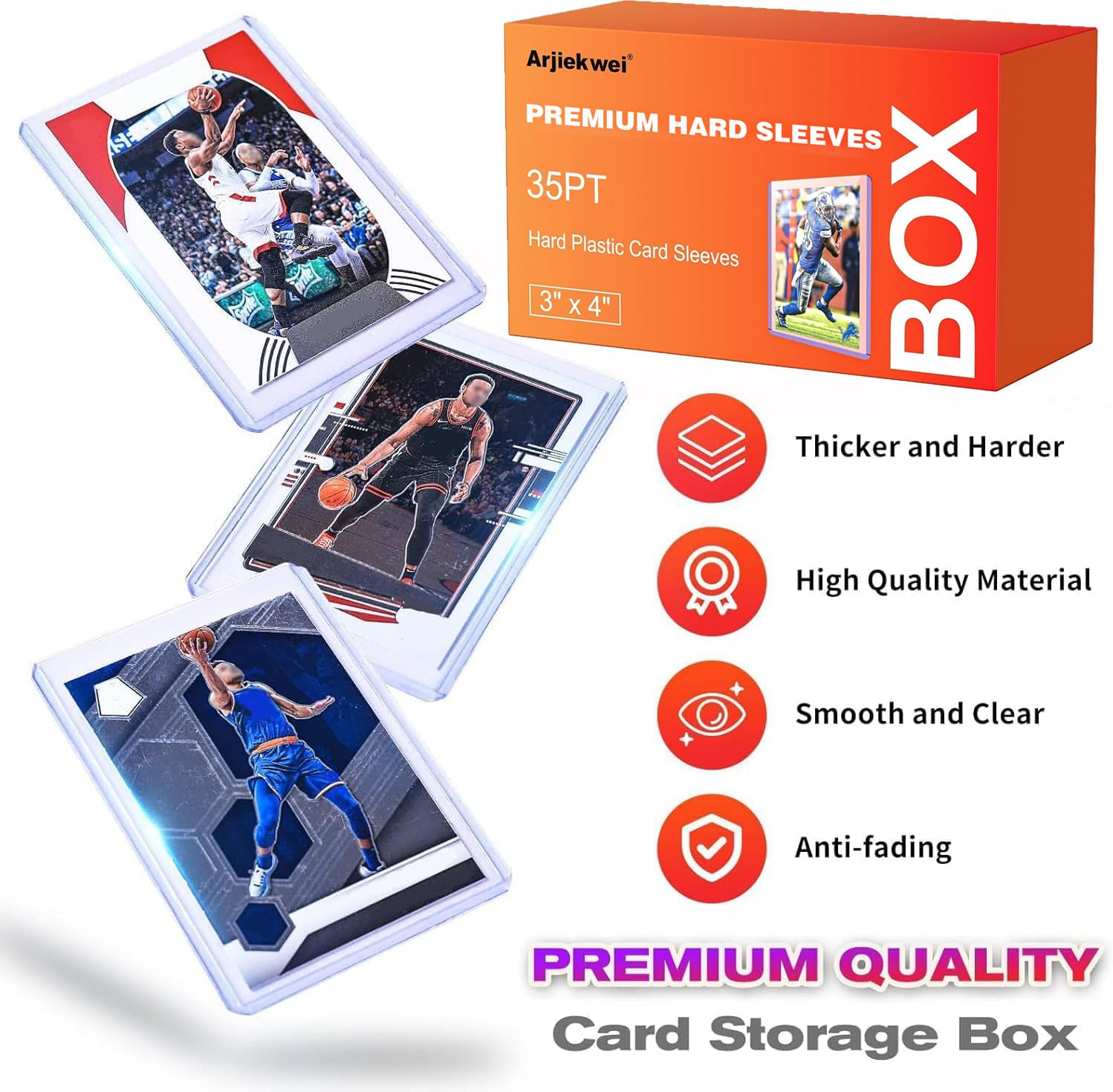 Arjiekwei hard plastic protectors close-up shows clear, acid-free PVC for safe daily use.