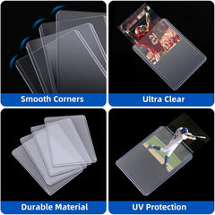Arjiekwei sleeve beside a standard trading card to show accurate 3x4 sizing