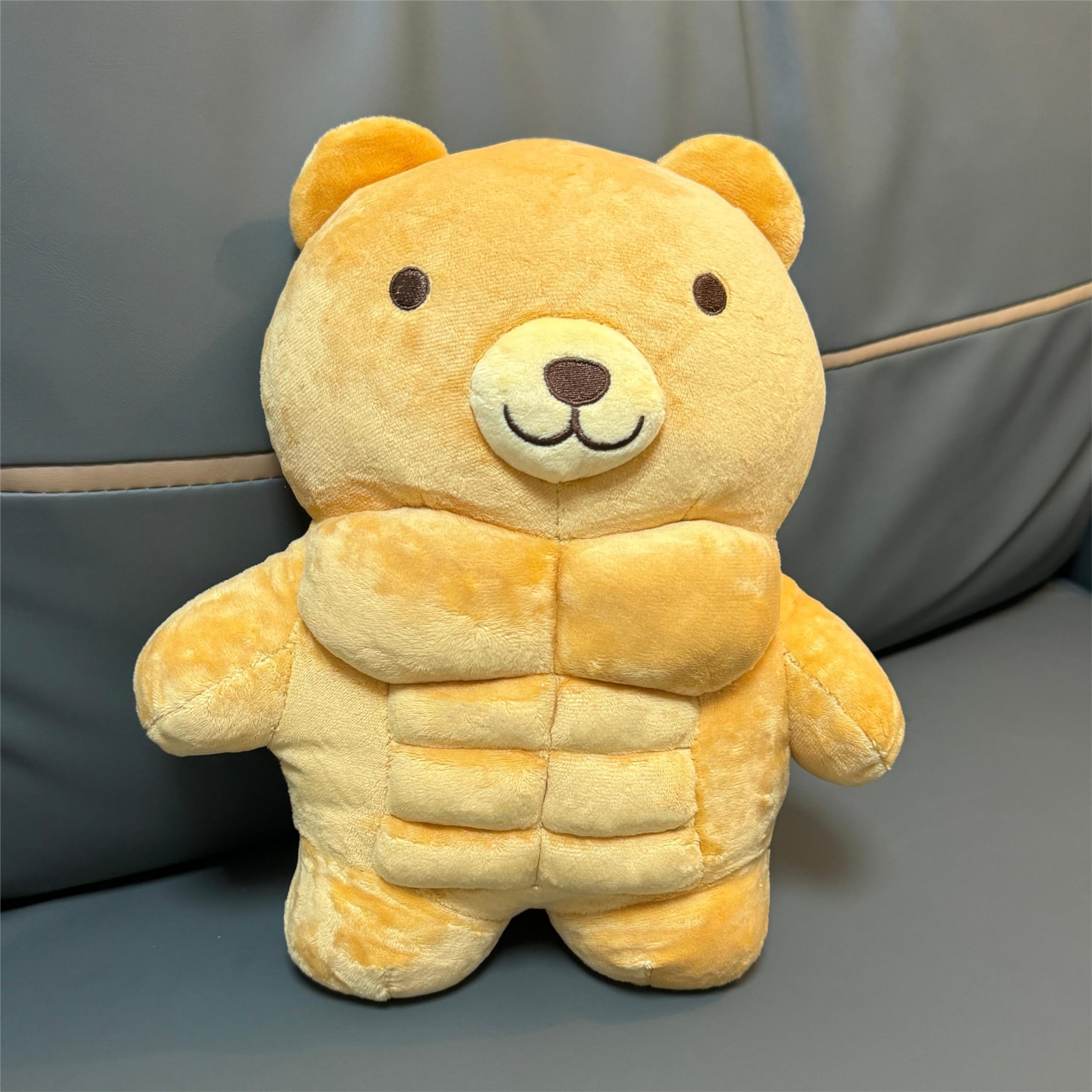 Arkdorz Muscle Teddy Bear soft plush fabric close-up, silky to touch.