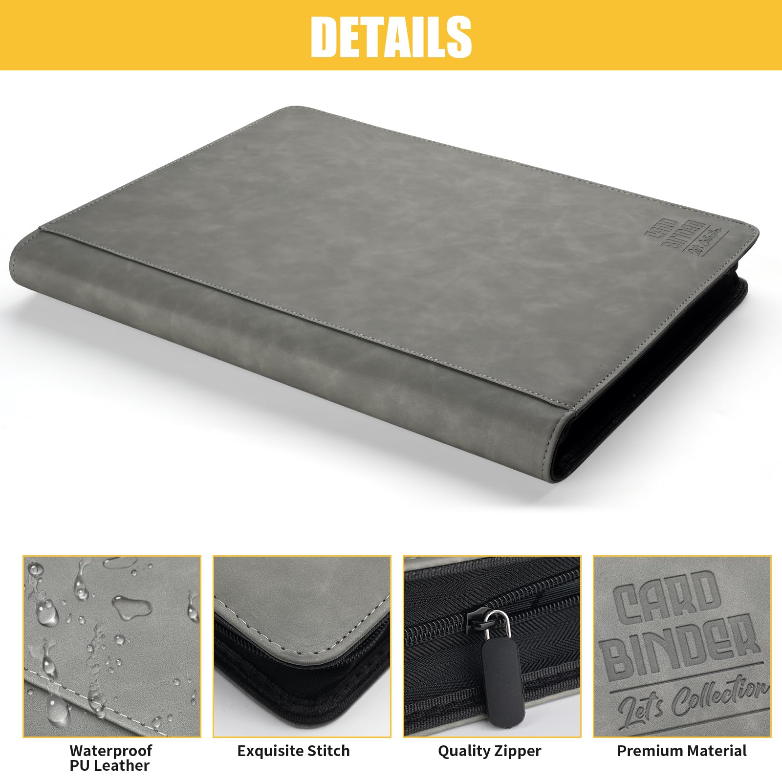 Arkeiliy Premium Ringless Binder open to show 16-pocket pages for easy viewing.