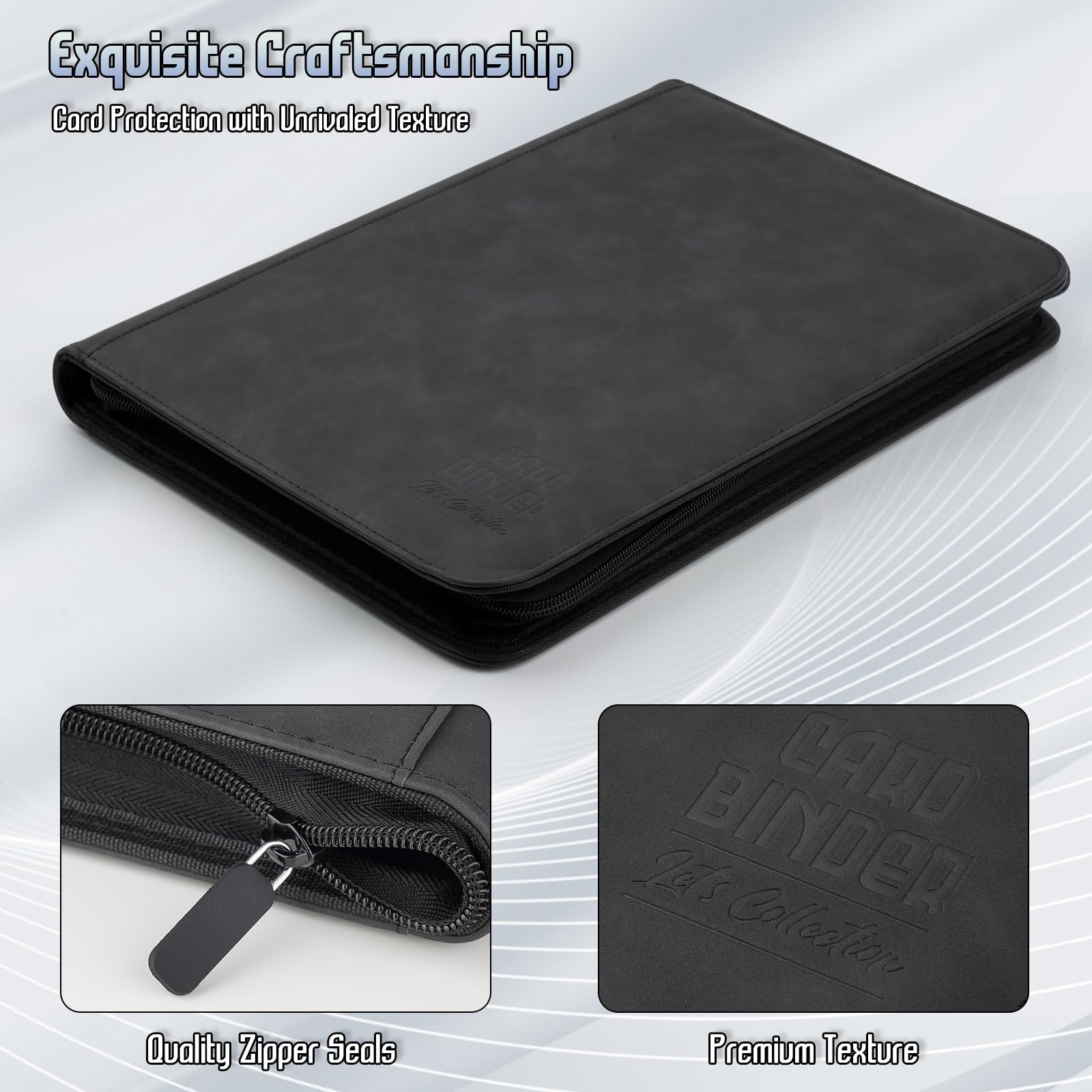 Arkeiliy trading card binder interior double-sided pages enable easy browsing and organization