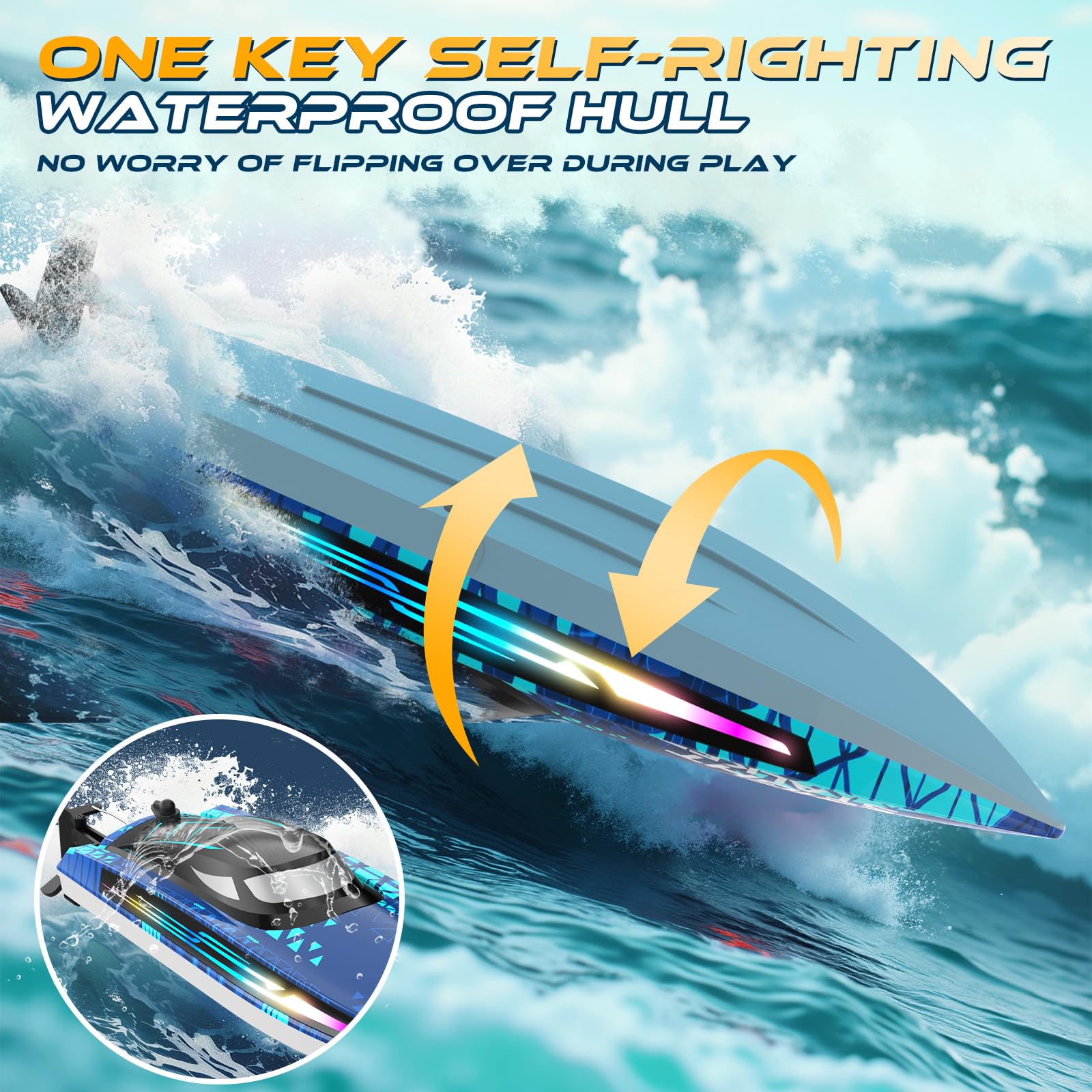 ARMEW RC boat waterproof hull prevents leaks during play