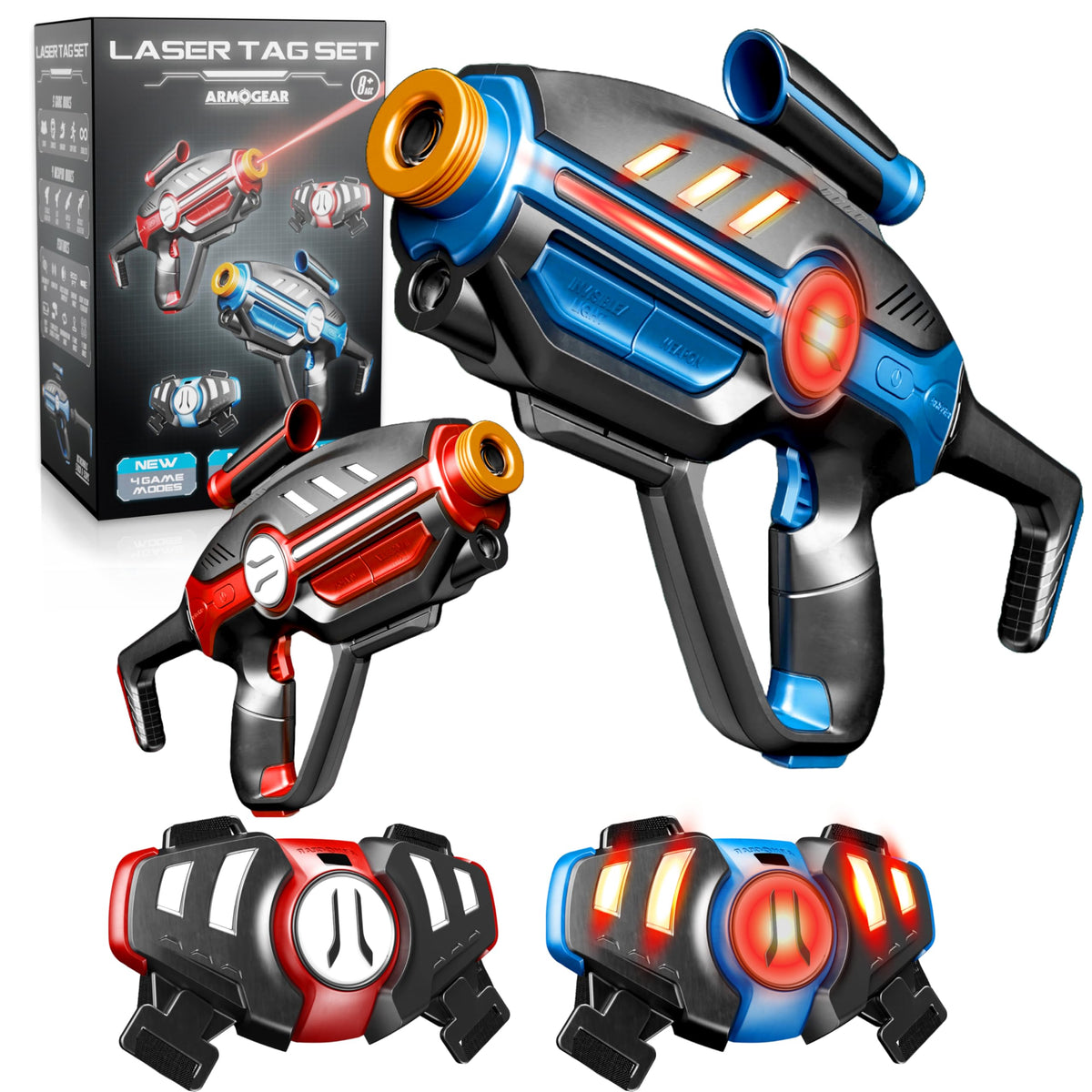 ArmoGear laser tag set guns enable fast, action-packed outdoor battles.