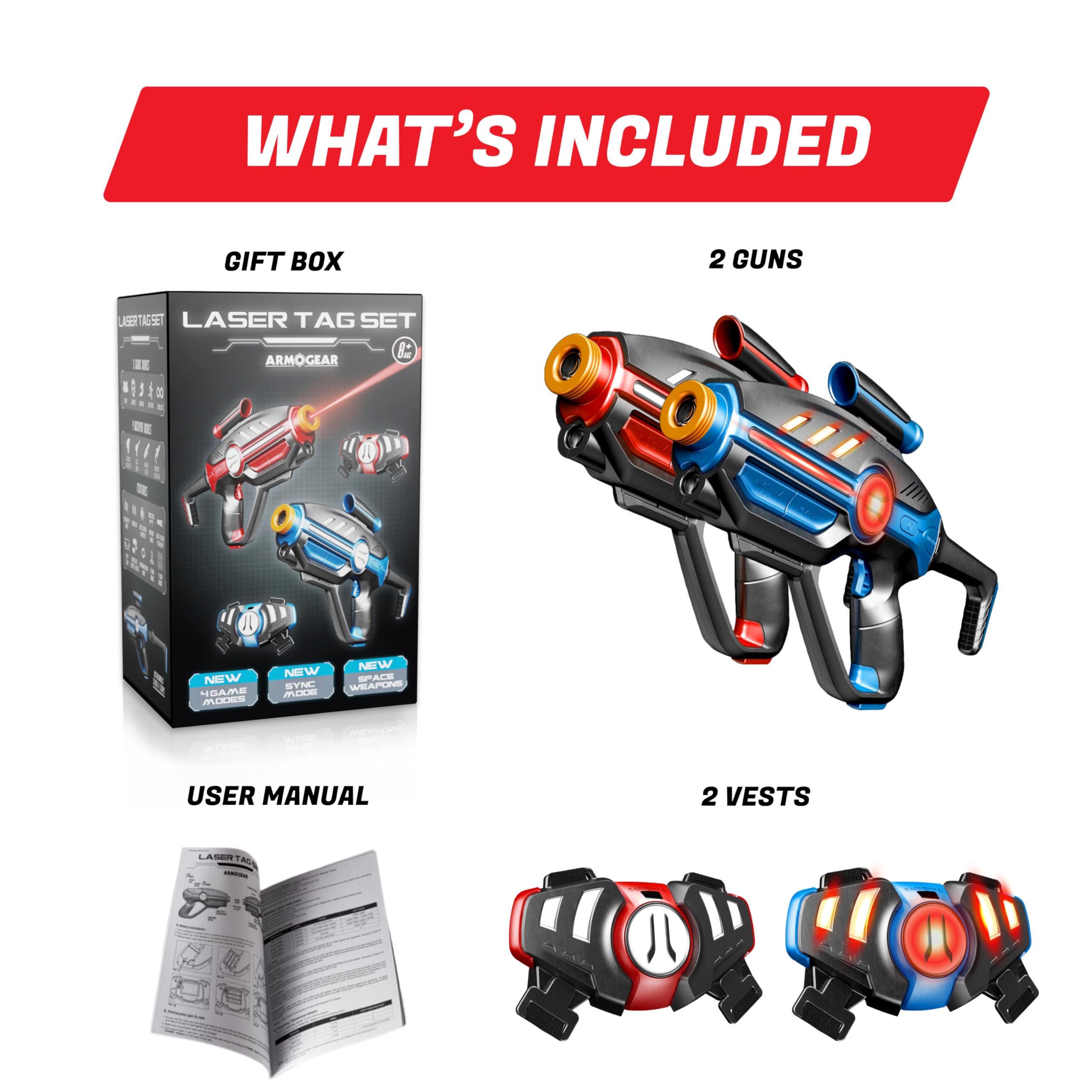 ArmoGear laser tag set scope enhances aiming and precision.