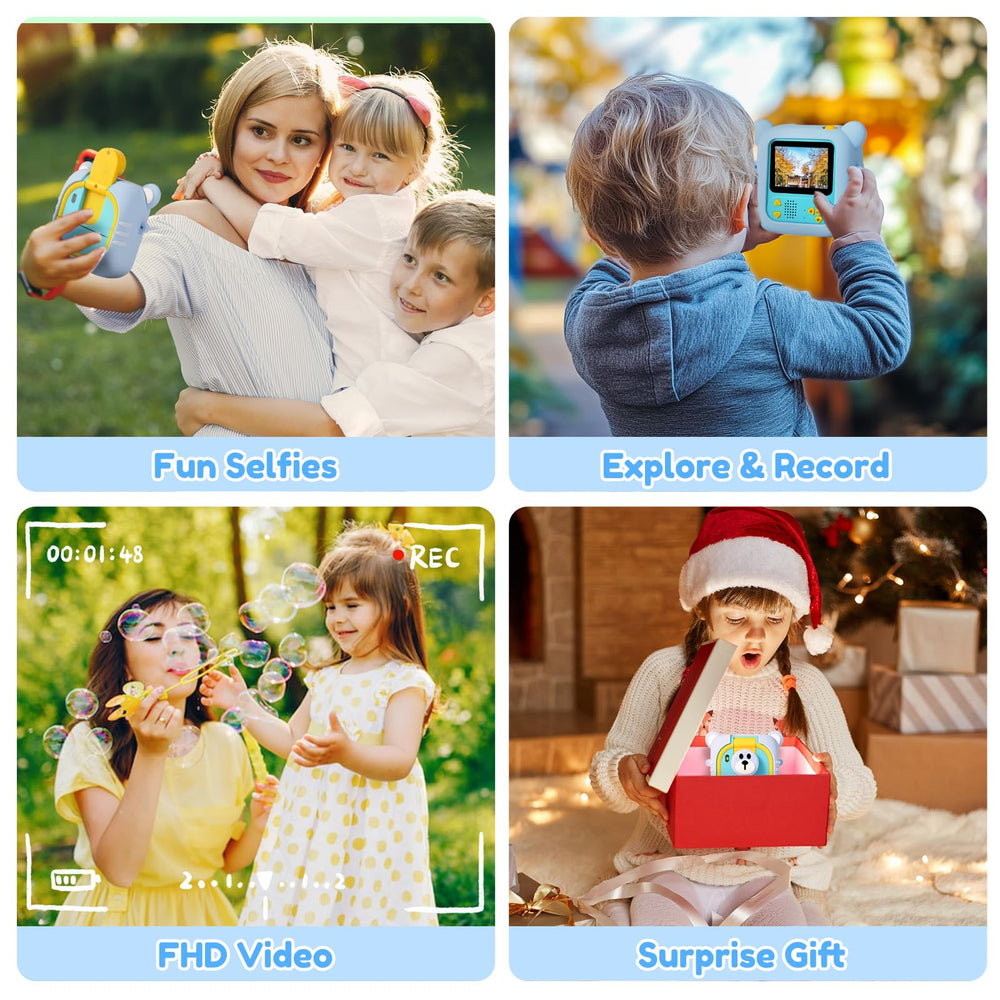 ARNSSIEN Kids Camera Instant Print silicone case keeps hands safe.
