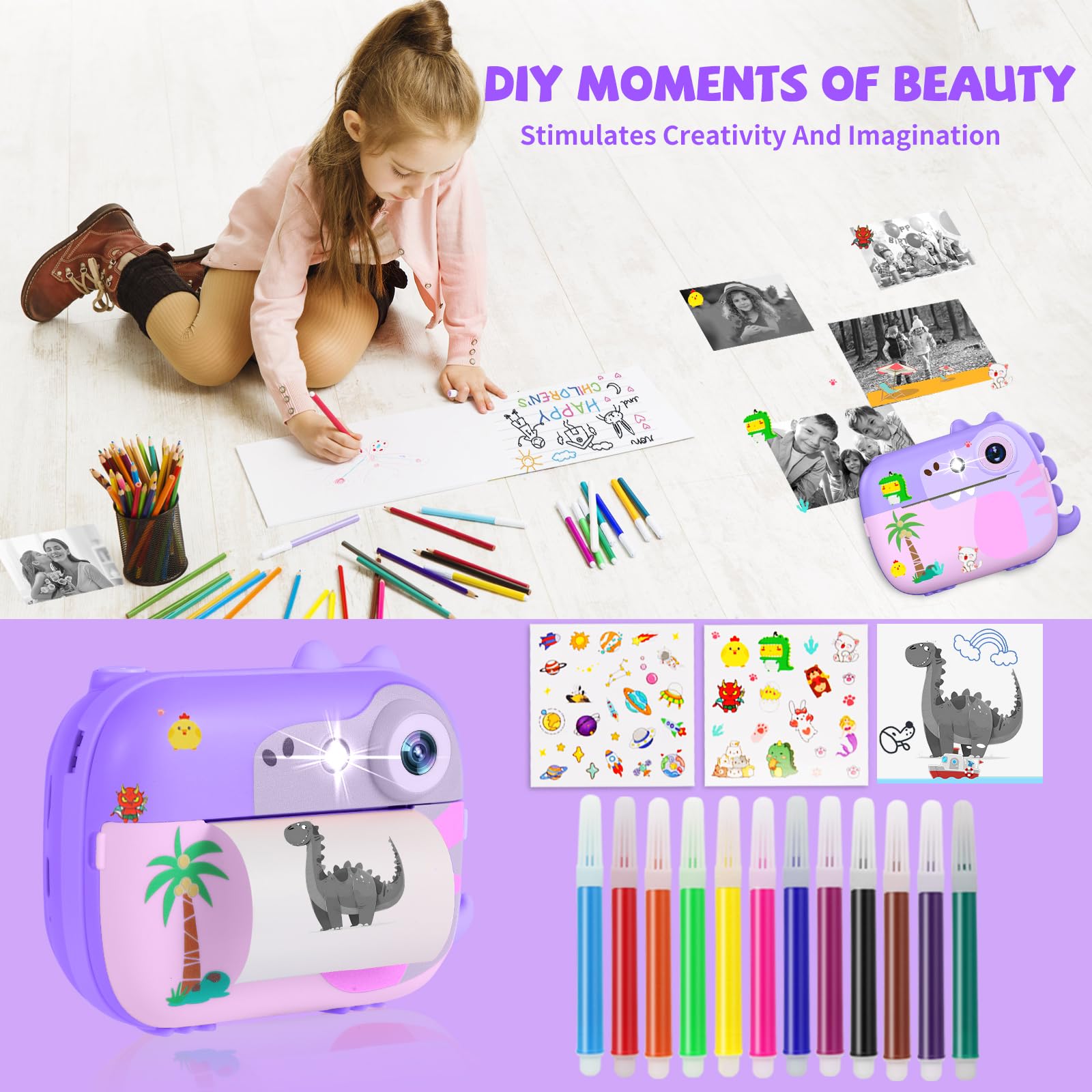 ARNSSIEN instant print with 7 paper rolls creates quick keepsakes.