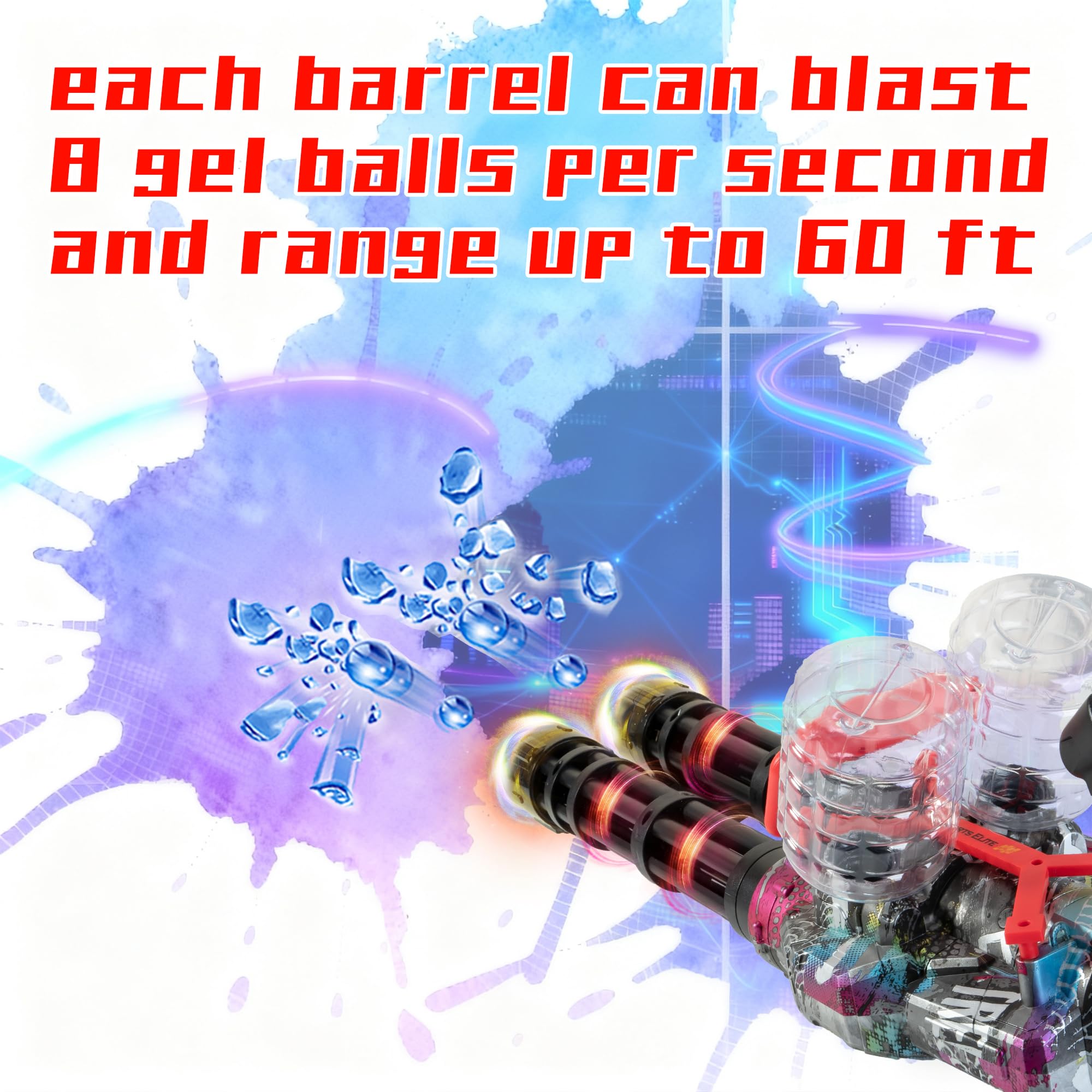 AROBEF Gel Splat Blaster showing dual rotating tubes in action