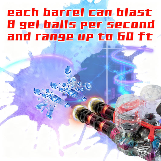 AROBEF Gel Splat Blaster showing dual rotating tubes in action
