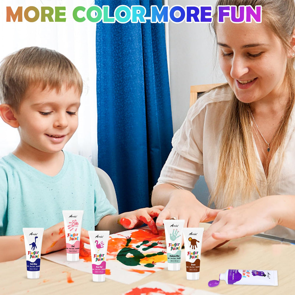 AROIC 16 Colors on classroom desk illustrates safe, engaging art activity