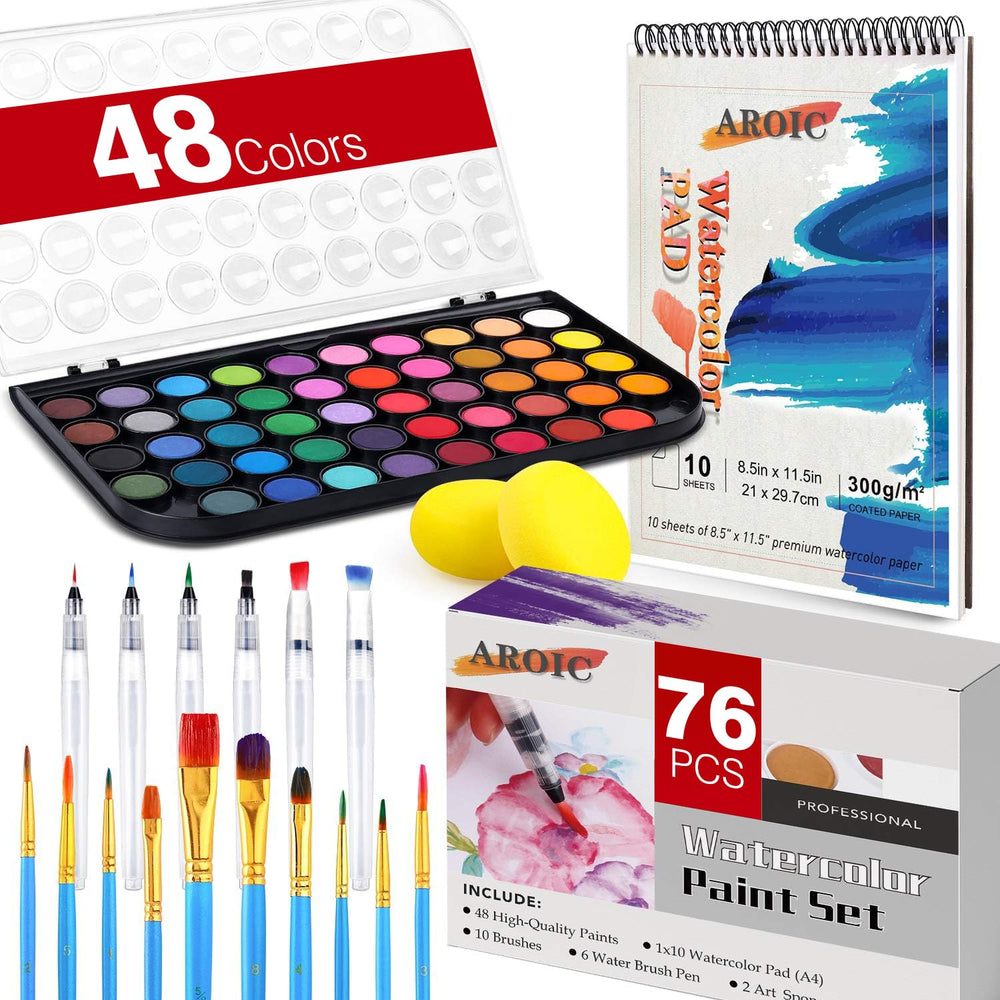 AROIC watercolor paint set 48 colors for vibrant art projects.