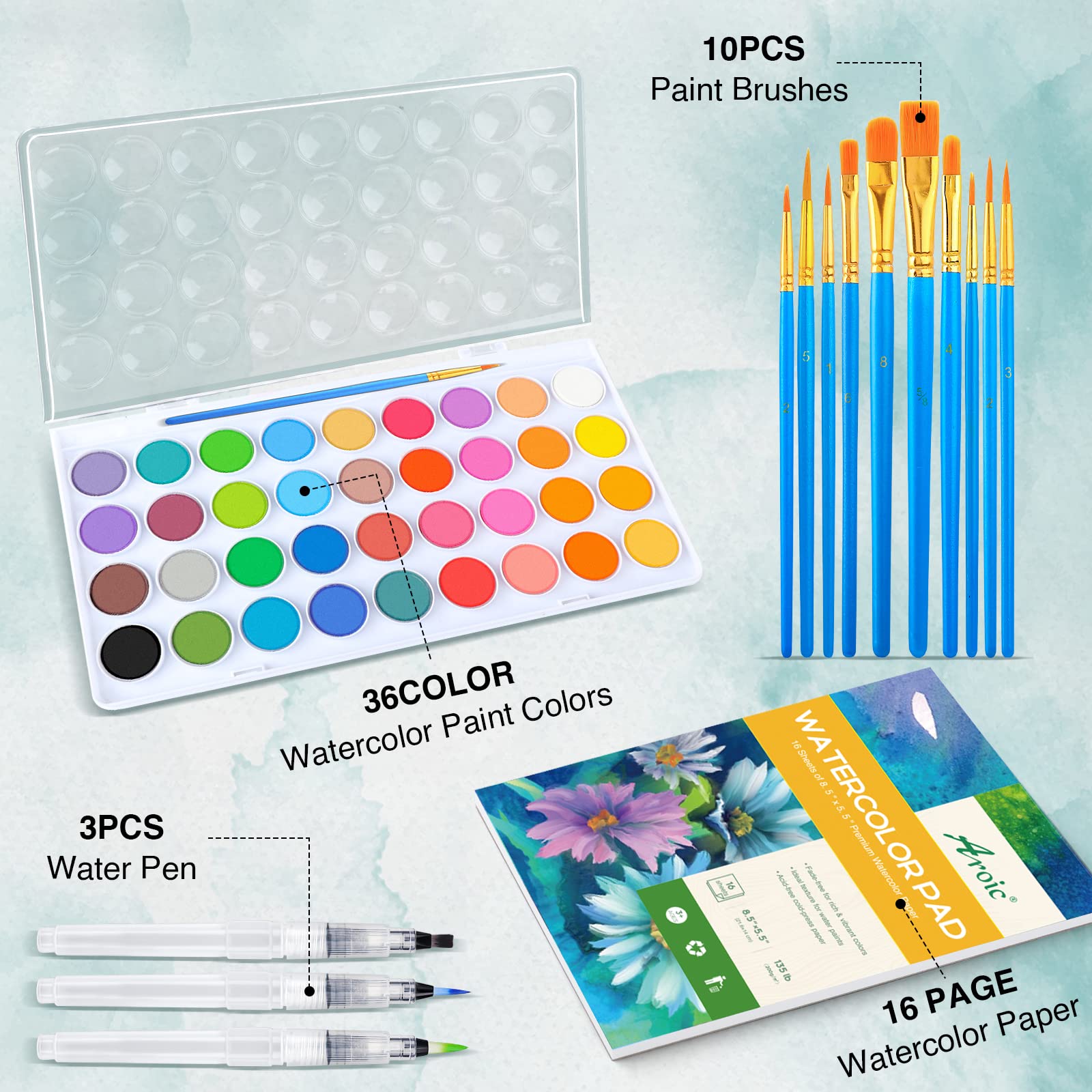 AROIC 10 brushes for detailed painting and precise control.