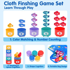 Arovan cloth fish set with 15 pieces for color and number learning fun.