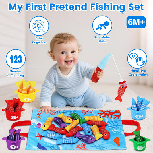 Arovan cloth fish set in bright colors encourages color recognition through sorting