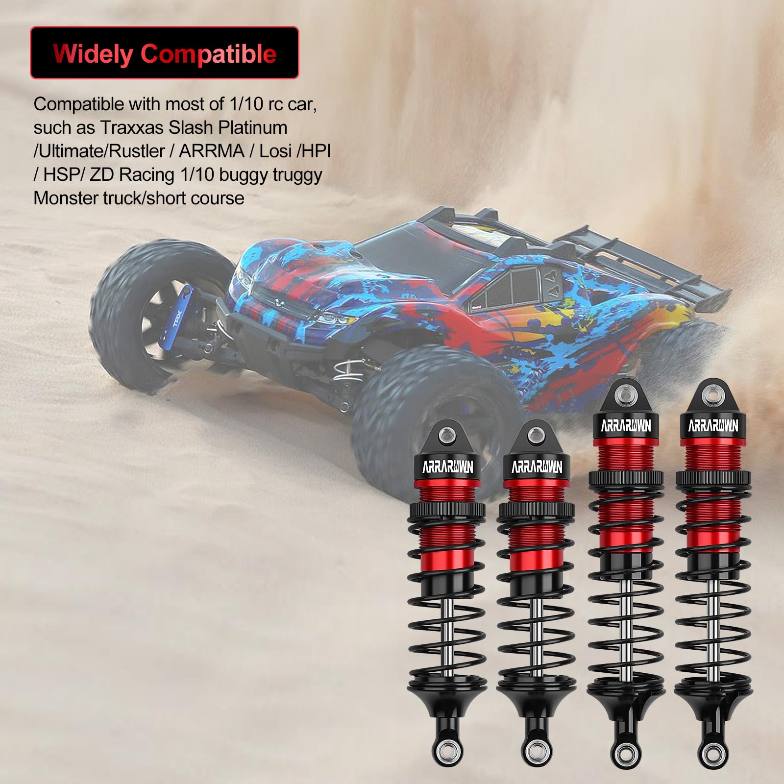 ARRAROWN rear shock absorber 115mm enhances stability during big jumps.