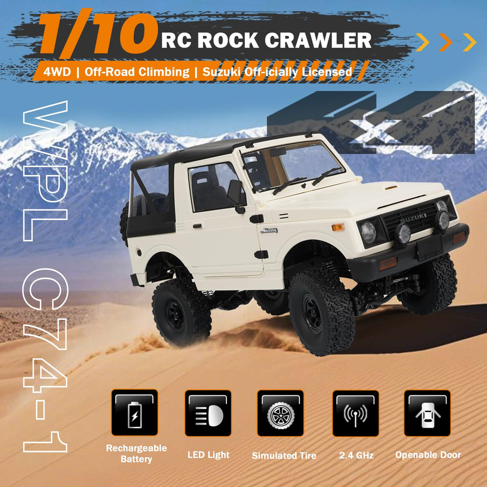 ARRIS WPL C74-1 Jimny oil-shock suspension cushions rough terrain impacts.