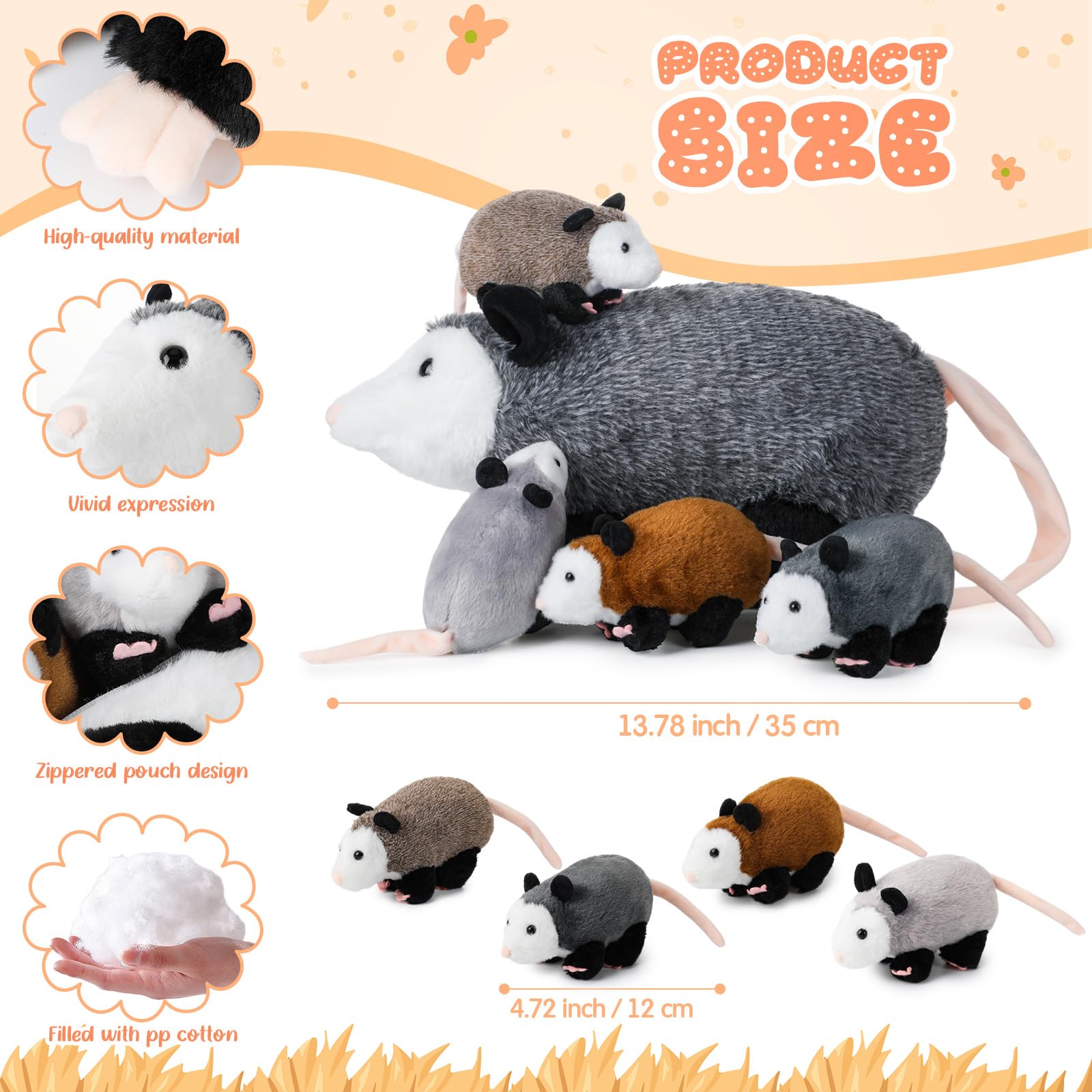 Arrowbash baby opossum plush 1, soft mini companion for imaginative play.