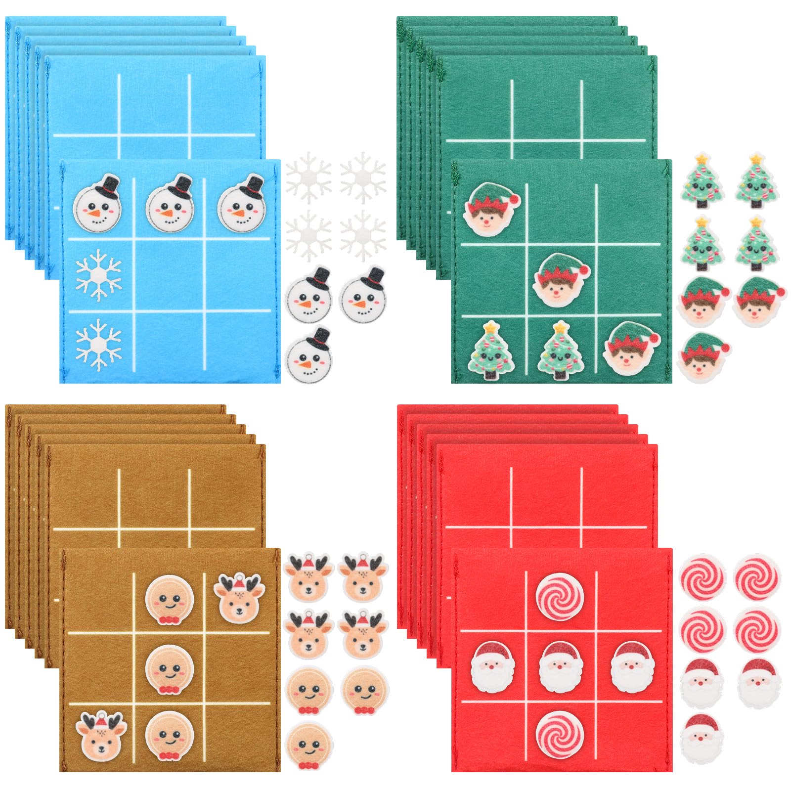 Arrowbash Christmas tic tac toe boards in four colors for compact party fun.