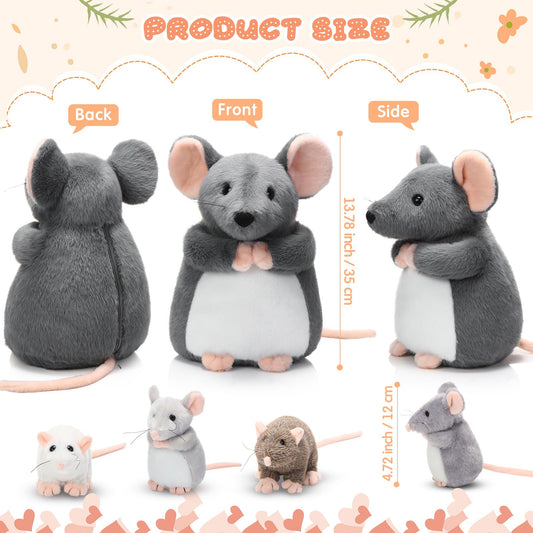 Arrowbash mouse plush babies, four pieces, ideal for imaginative play and companionship.