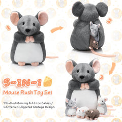 Arrowbash mouse plush back zipper feature enables playful birth moments.