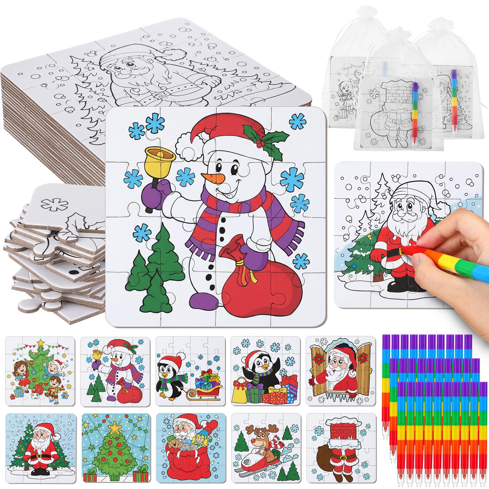 Arrowbash Santa color-your-own puzzle for festive family coloring fun