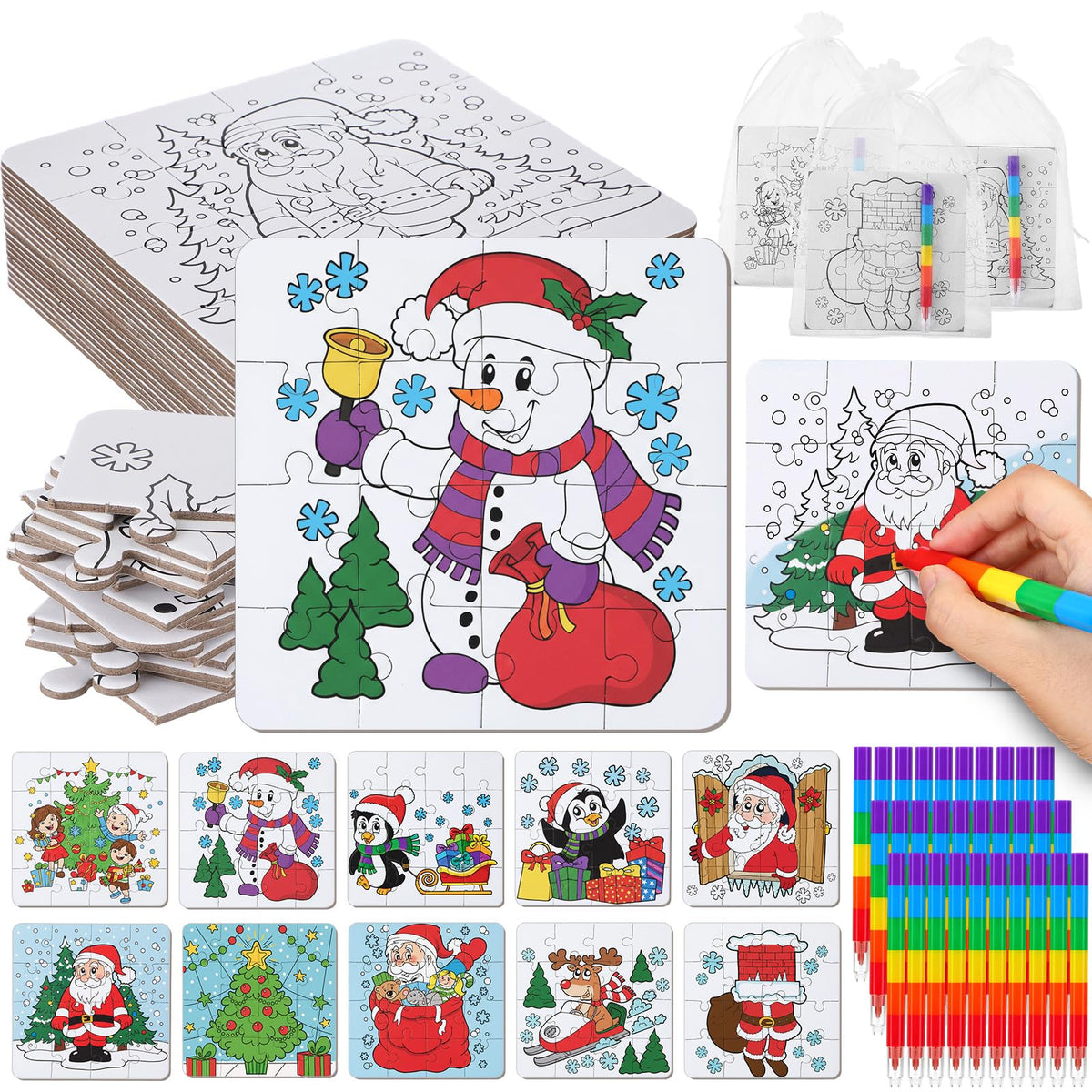 Arrowbash Santa color-your-own puzzle for festive family coloring fun