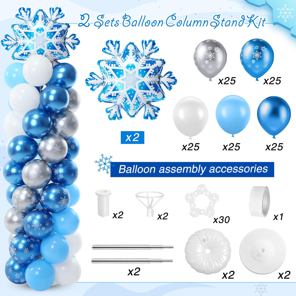 Arrowbash snowflake aluminum foil balloons create a shimmering focal point.