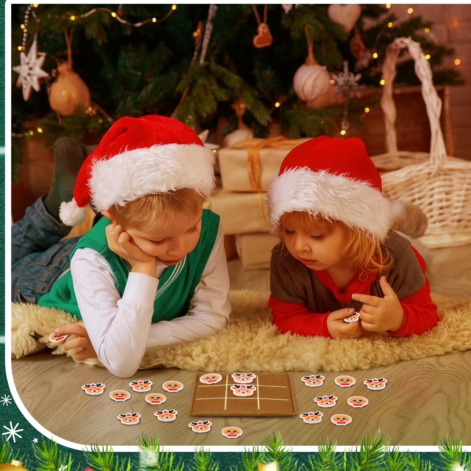 Arrowbash game pieces featuring Santa and candy designs arranged on boards.