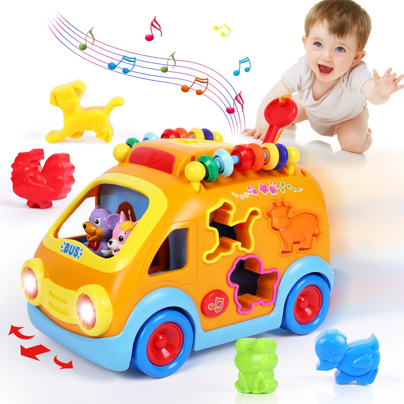 arscniek baby bus with animal blocks promotes early exploration and fine motor play.
