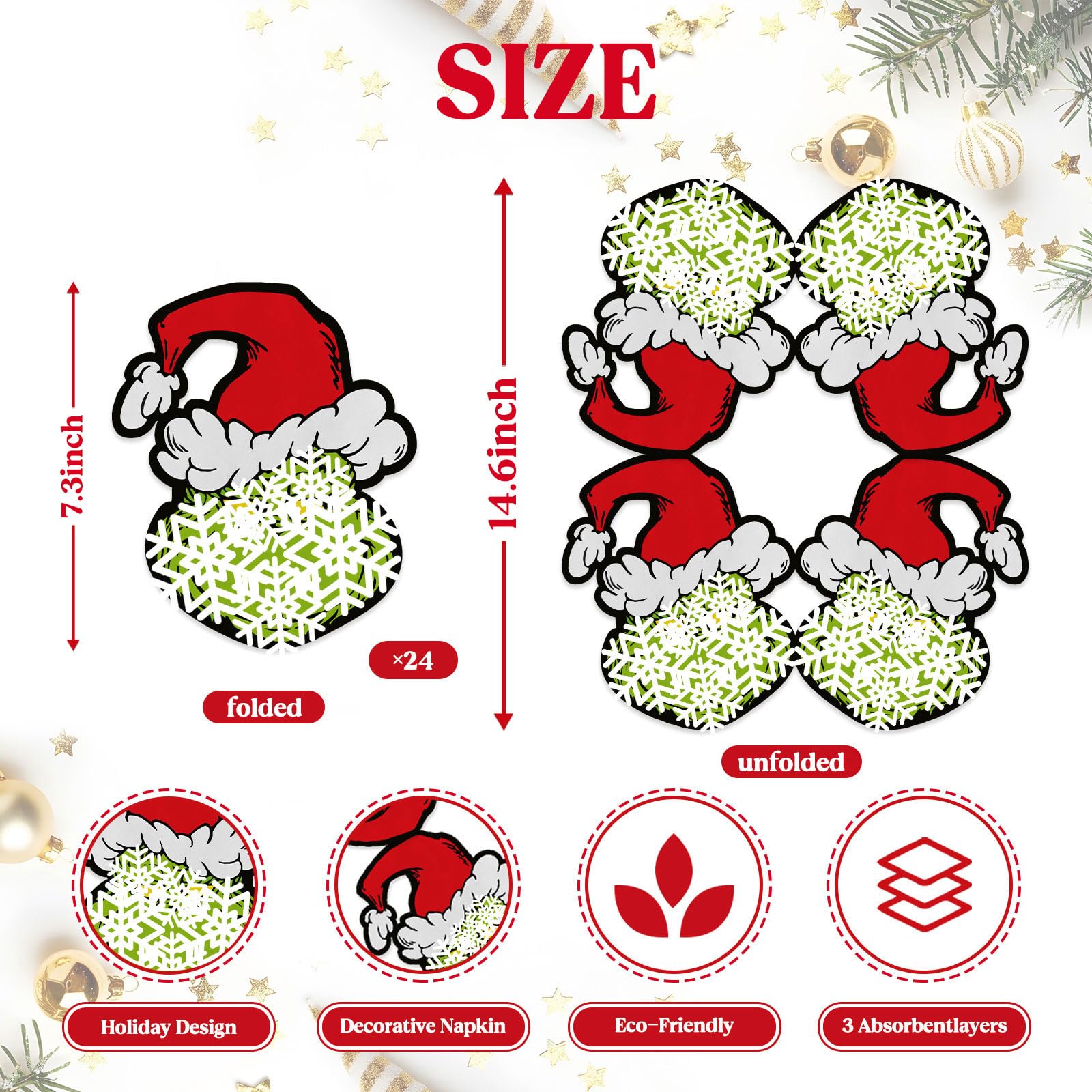 Arsemica Christmas napkins 5x5 absorb spills while adding cheerful accents