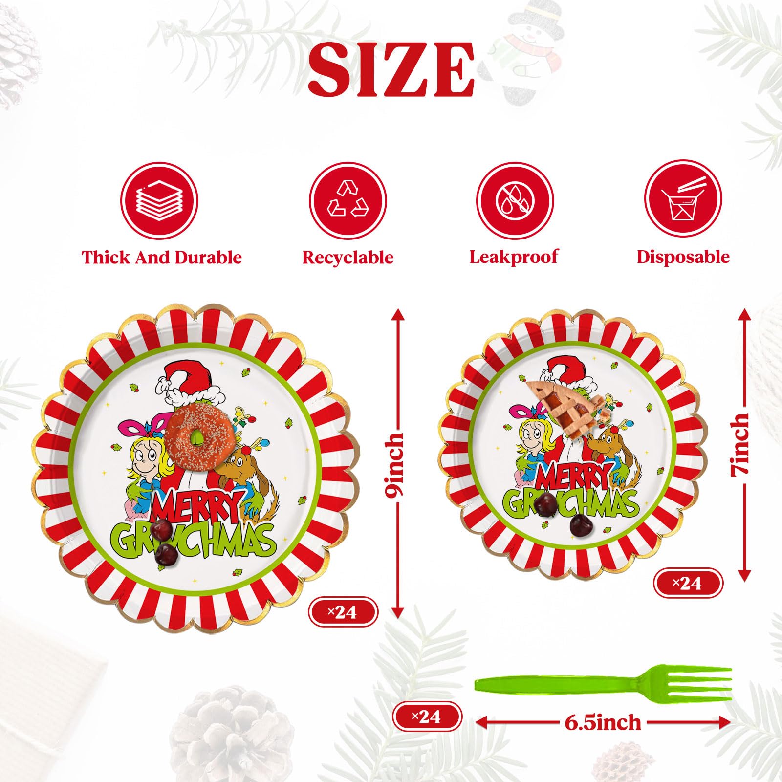 Arsemica funny Christmas dessert plates 7-inch add playful sweetness to desserts and snacks