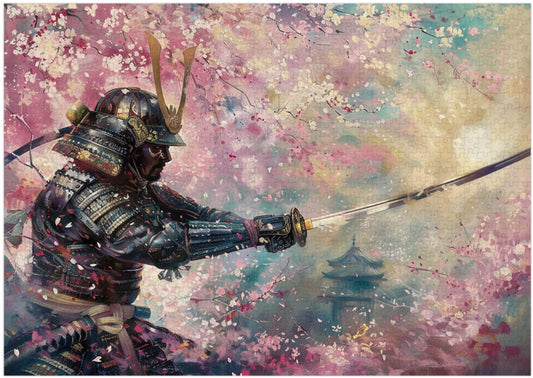 Art of Socks Cherry Blossom Samurai puzzle box with vibrant artwork.