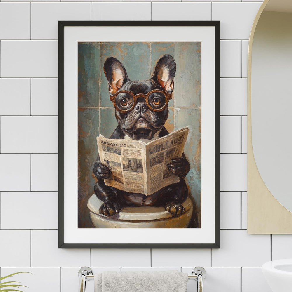 Art of Socks French Bulldog with glasses puzzle image enhances home desk decor.
