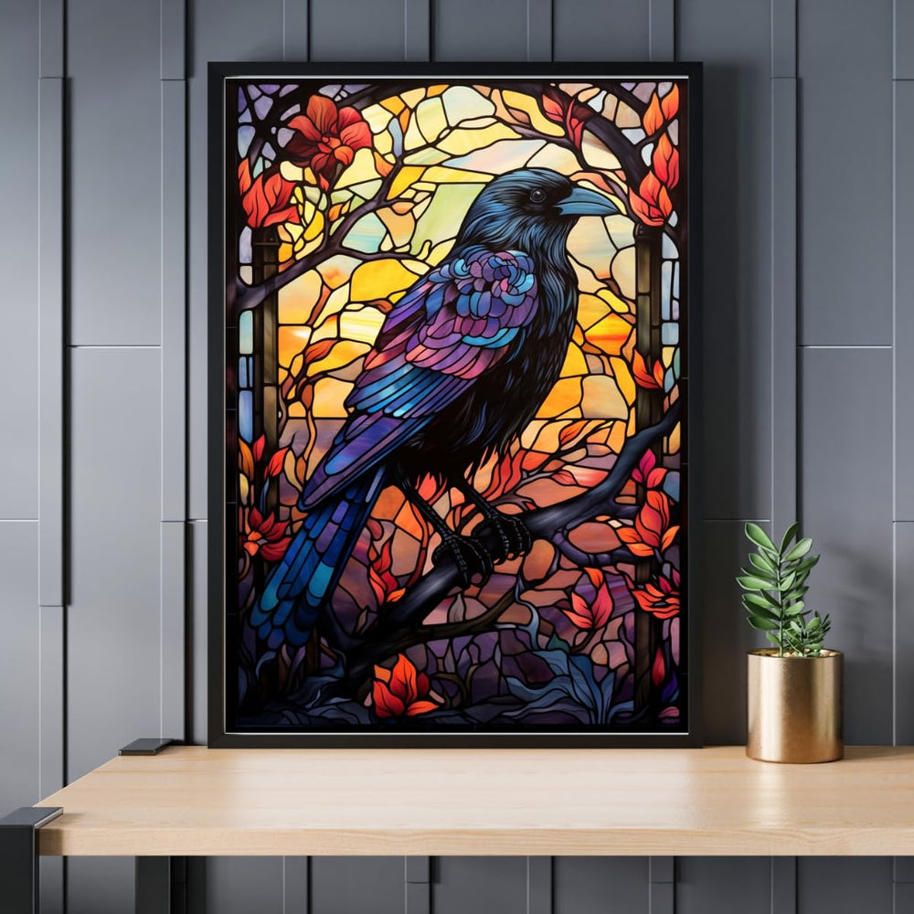 Art of Socks stained glass crow colors highlight intricate design and visual appeal