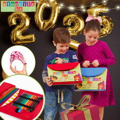 Art with smile color pencils included to color and finish designs.