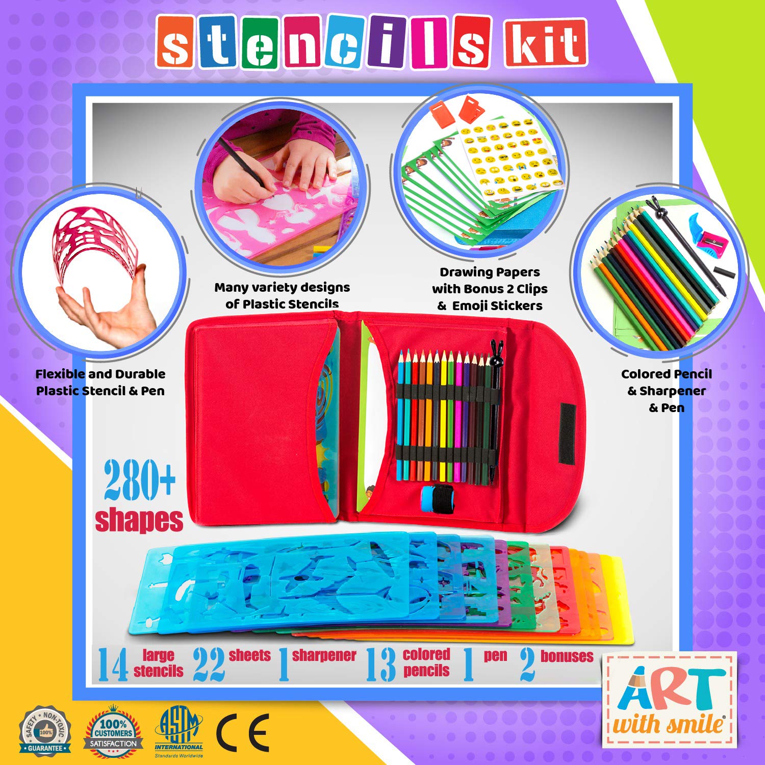Art with Smile colored pencils set enhances shading and vibrant doodling.