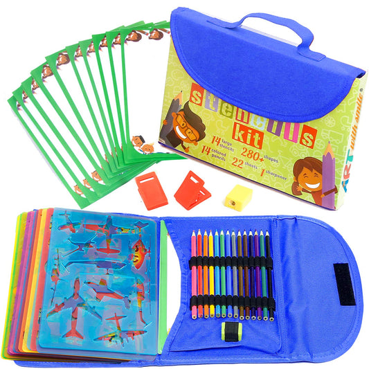 Art with smile drawing stencils kit cover for creative play and travel.
