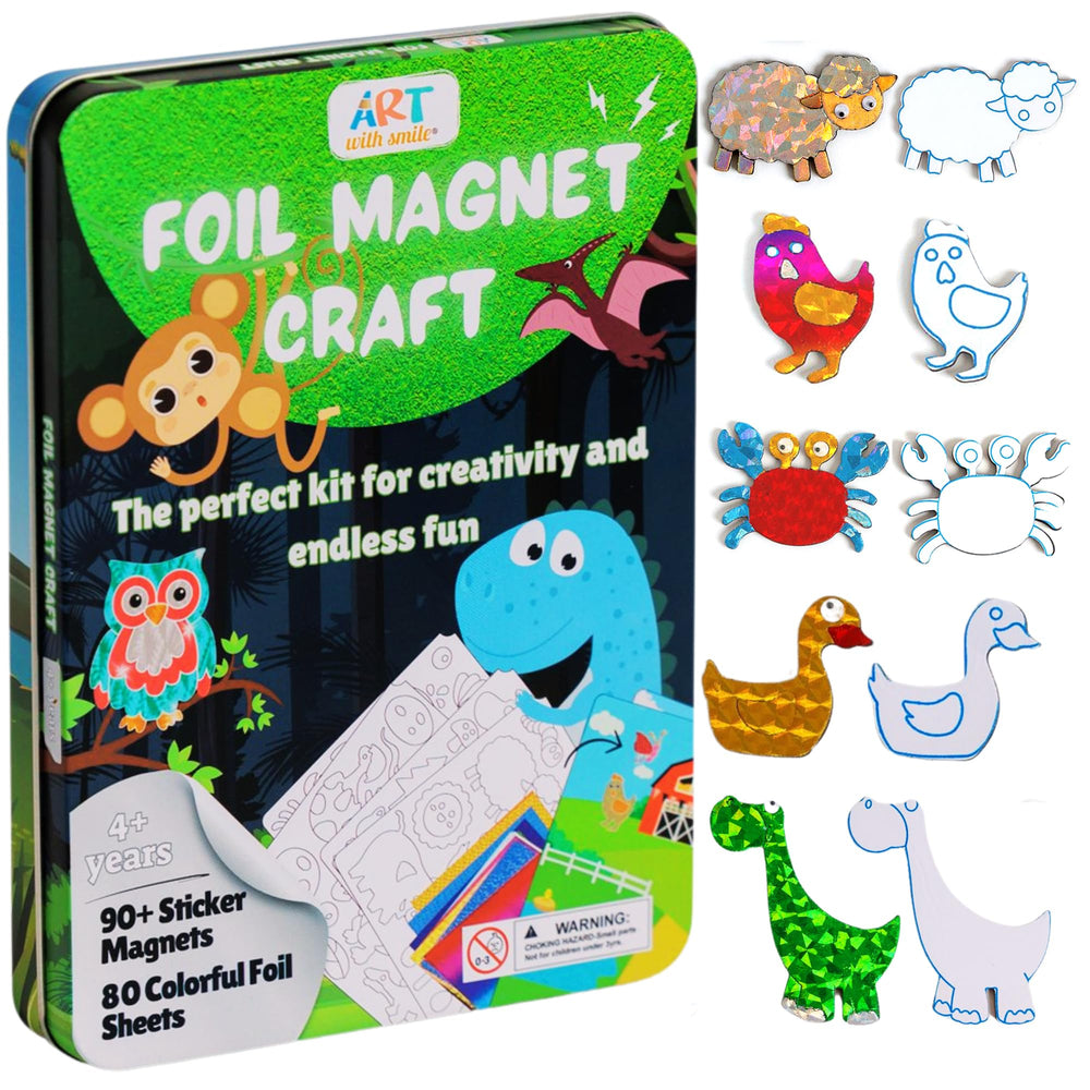 Art with Smile foil art kit animal magnets for imaginative play on the go.