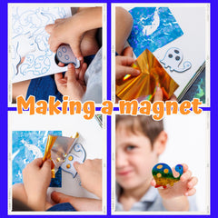 Art with Smile foil art kit magnets are reusable and easy to place.