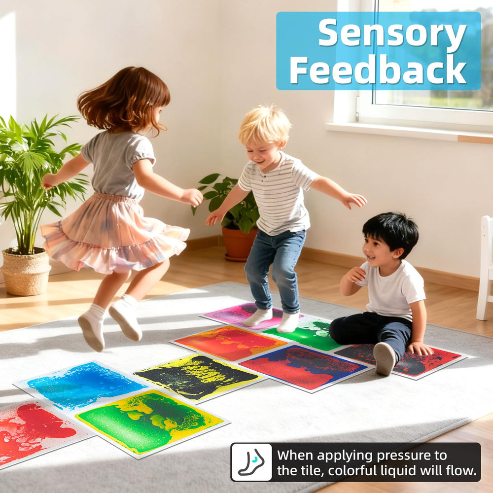 Art3d Liquid Sensory Floor Tile 4-pack for quick, versatile set-up.