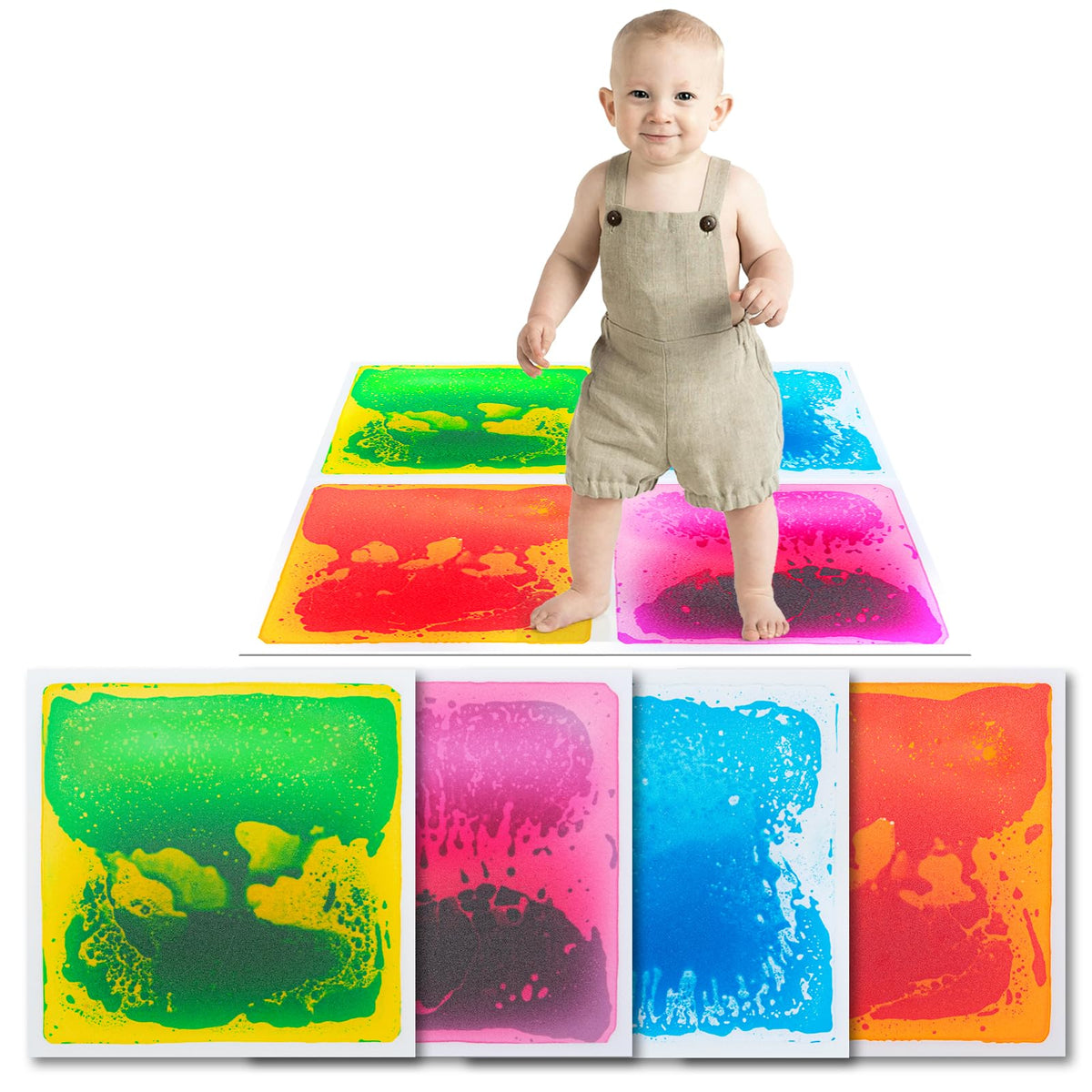 Art3d Liquid Sensory Floor Tile color movement showcases tactile play for kids.