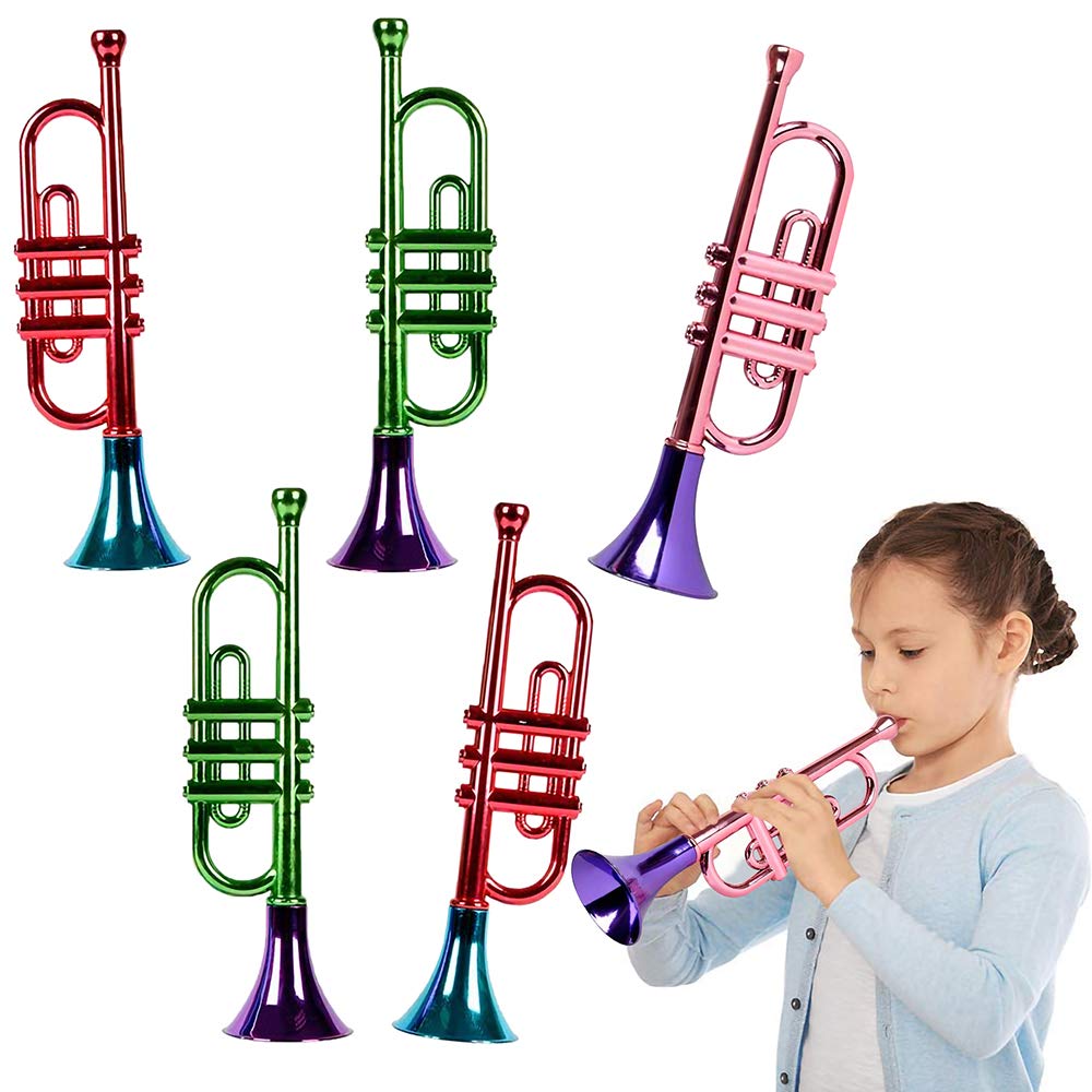 ArtCreativity 13-inch metallic trumpets set of five for lively party noise.