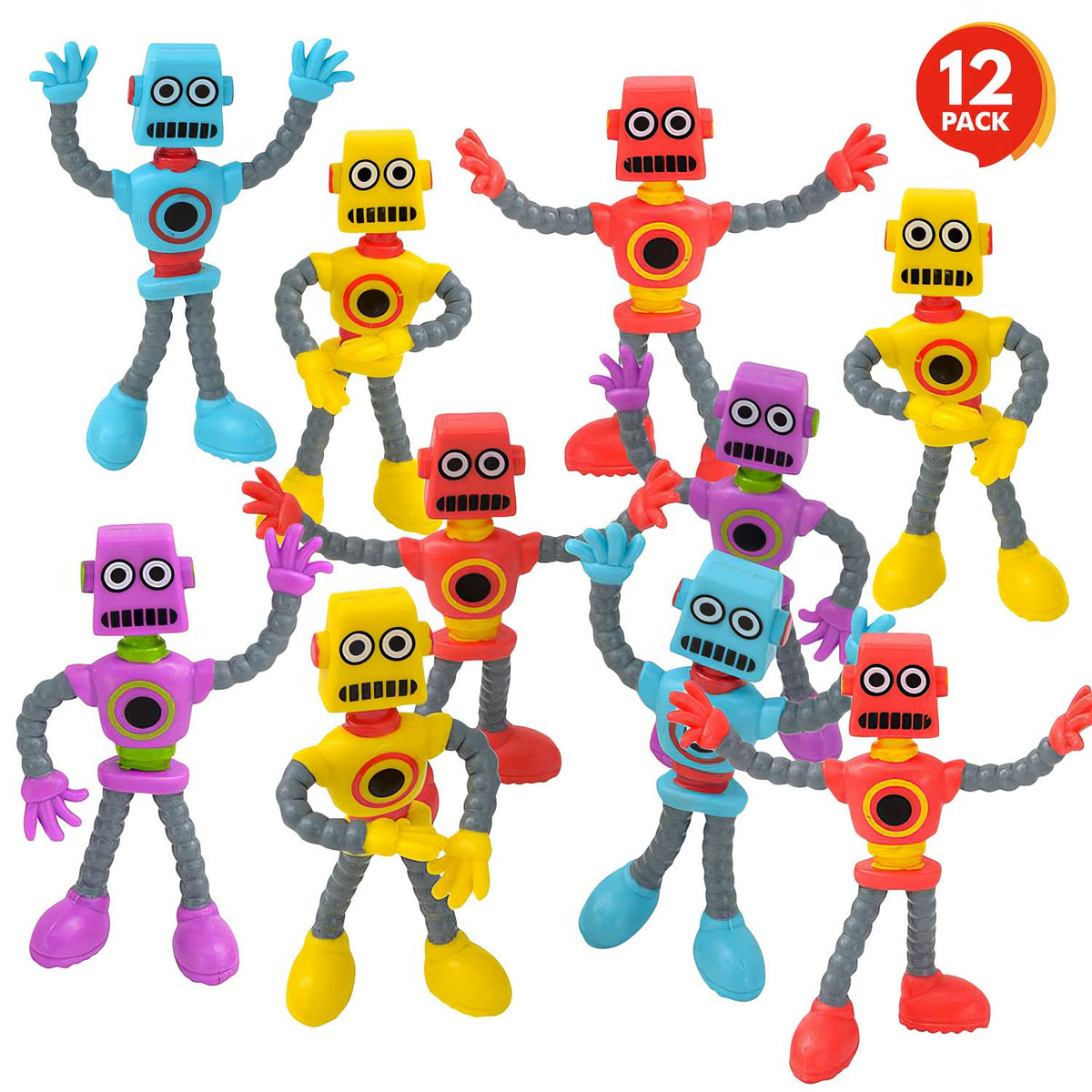 ArtCreativity bendable robot figure red close-up for tactile play and focus.
