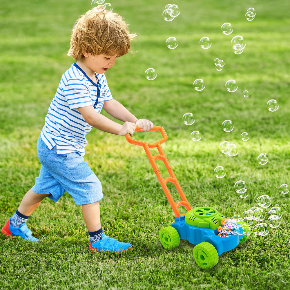 ArtCreativity bubble lawn mower durable plastic design withstands enthusiastic play.