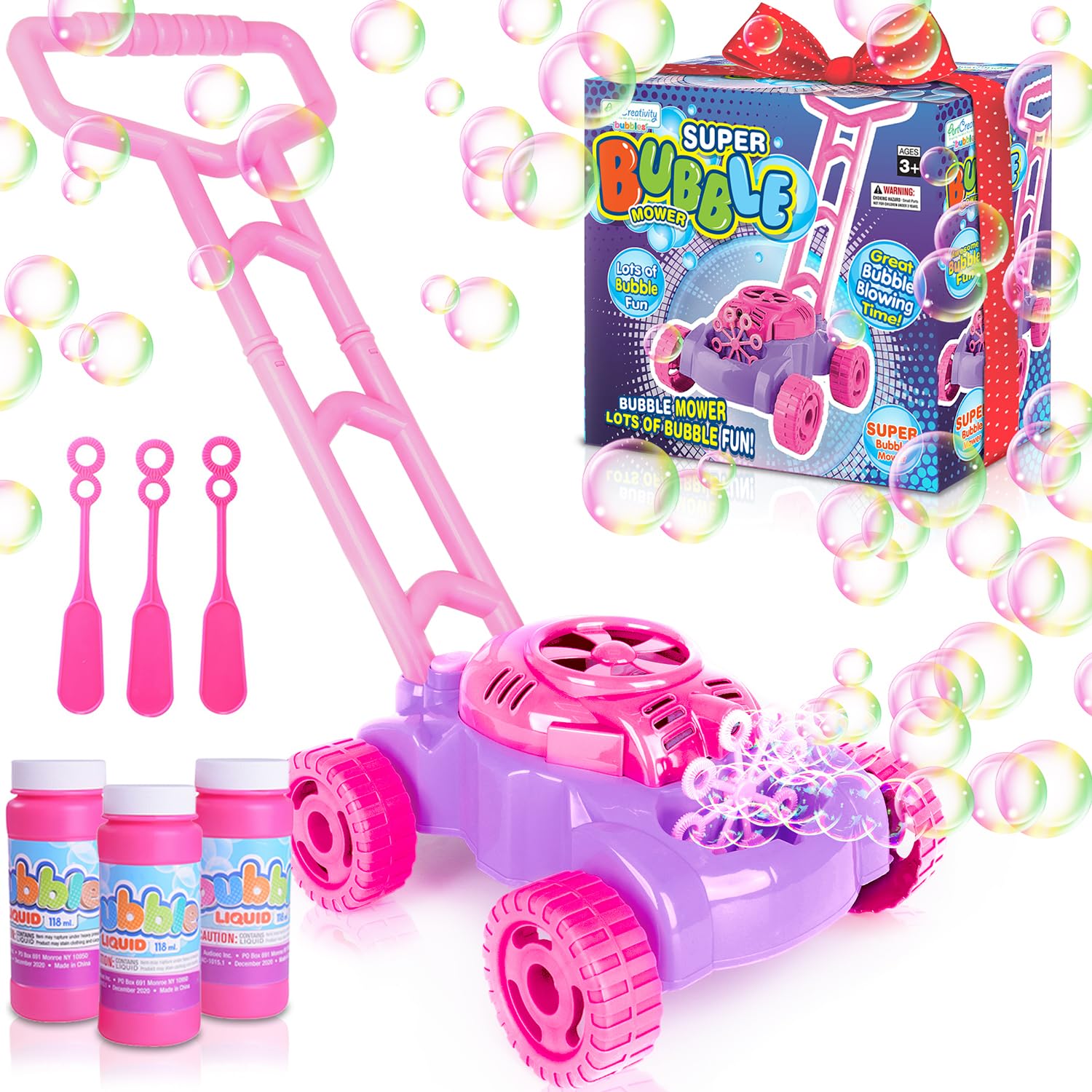 ArtCreativity Bubble Lawn Mower front view enhances outdoor play and imaginative exploration