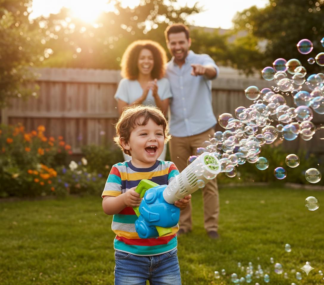 ArtCreativity Bubble Leaf Blower shows battery-powered operation for easy play.